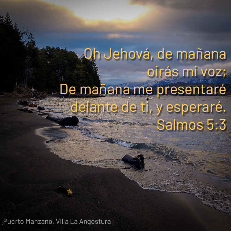 Oh Jehová, de mañana oirás mi voz;
De mañana me presentaré delante de ti, y esperaré. Salmos 5:3
Foto: amanecer en Puerto Manzano, Villa la Angostura