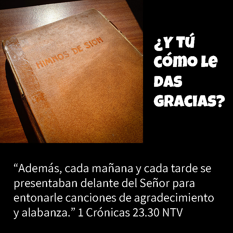 ¿Y tú cómo le das gracias? “Además, cada mañana y cada tarde se presentaban delante del Señor para entonarle canciones de agradecimiento y alabanza.” 1 Crónicas 23.30 NTV