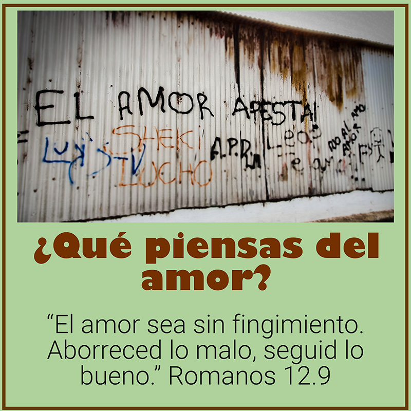 ¿Qué piensas del amor? “El amor sea sin fingimiento. Aborreced lo malo, seguid lo bueno.” Romanos 12.9