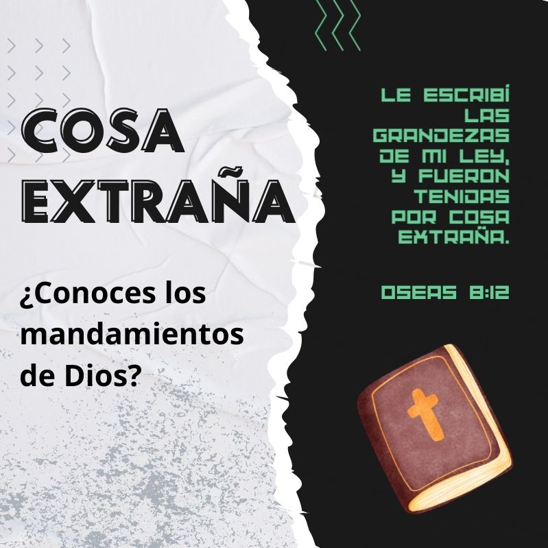 "Le escribí las grandezas de mi ley, y fueron tenidas por cosa extraña."
Oseas 8:12

¿Conoces los mandamientos de Dios?