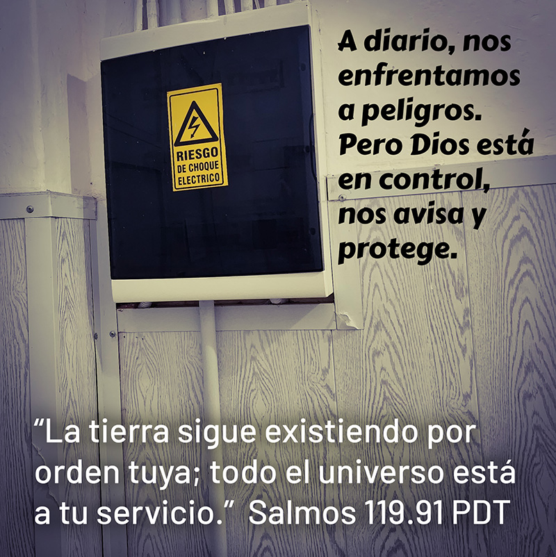 “La tierra sigue existiendo por orden tuya; todo el universo está a tu servicio.” Salmos 119.91 PDT A diario, nos enfrentamos a peligros. Pero Dios está en control, nos avisa y protege.