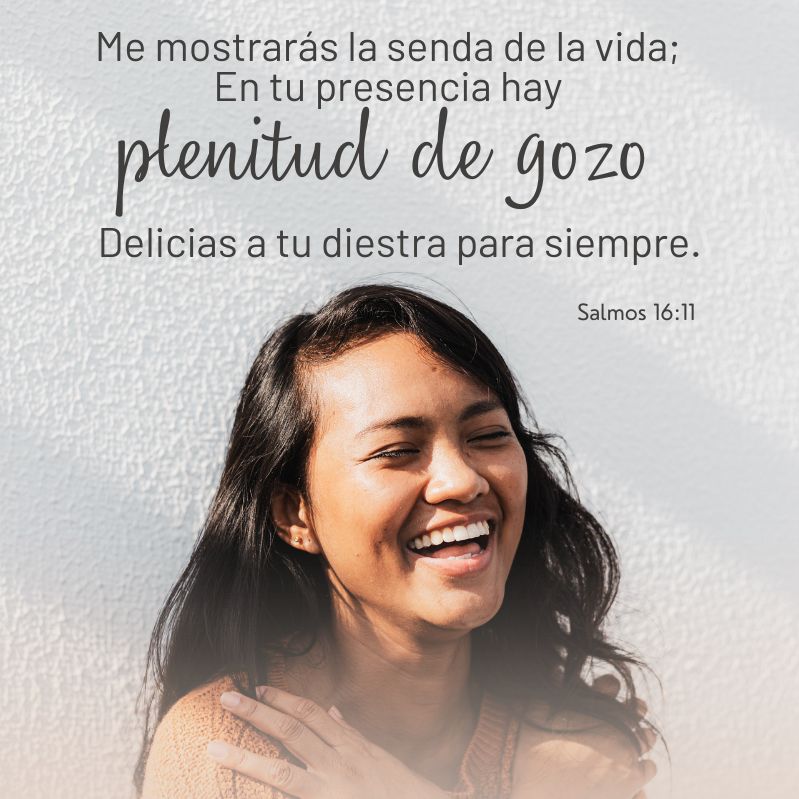 
Me mostrarás la senda de la vida; En tu presencia hay plenitud de gozo; Delicias a tu diestra para siempre.
Salmos 16:11