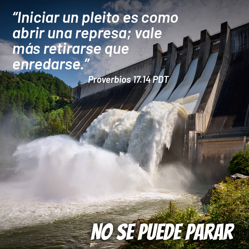 “Iniciar un pleito es como abrir una represa; vale más retirarse que enredarse.”  Proverbios 17.14 PDT

No se puede parar!