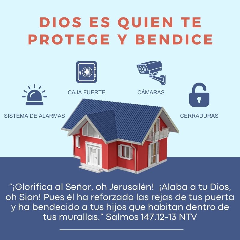 Dios es quien te protege y bendice “¡Glorifica al Señor, oh Jerusalén! ¡Alaba a tu Dios, oh Sion! Pues él ha reforzado las rejas de tus puerta y ha bendecido a tus hijos que habitan dentro de tus murallas.” Salmos 147.12-13 NTV